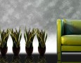 Couches for Small Living Rooms for Modern and Minimalist Spaces: decorative plants for healthy living room with single green couch