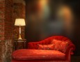 Couches for Small Living Rooms for Modern and Minimalist Spaces: shed living space with single red couch as a best couch small living room in classic atmosphere