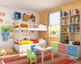 Cute Bedroom Design for Kid with Cartoon Characters Theme: complete kid bedroom accessories in colorful bedroom design
