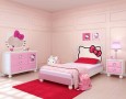 Cute Bedroom Design for Kid with Cartoon Characters Theme: pink hello kitty theme bedrooom decoration for kids