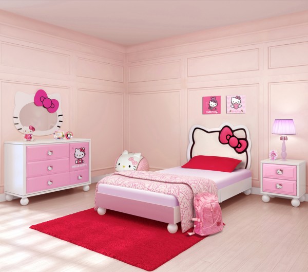 pink hello kitty theme bedrooom decoration for kids
