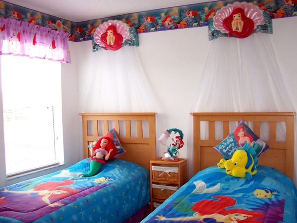 Twin Bed With The Little Mermaid Cartoon Bed Design Idea 600x450 1