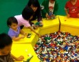 Educative indoor playground room with colorful lego: Round lego room in colorful educative indoor playground