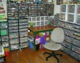 Educative indoor playground room with colorful lego: Lego rack in an educative playground room