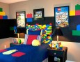 Educative indoor playground room with colorful lego: Colorful lego concept in children bedroom design