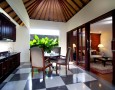 Exotic Khayangan Dreams Villa Seminyak Bali Indonesia with Tropical Nuance: country dining room furniture cum kitchen with wooden cabinet in khayangan dreams villa