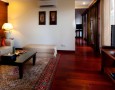 Exotic Khayangan Dreams Villa Seminyak Bali Indonesia with Tropical Nuance: cream sofa for living rooms in one bed villa with asia rug