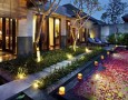 Exotic Khayangan Dreams Villa Seminyak Bali Indonesia with Tropical Nuance: curtain decoration for open air pavilion with best outdoor decoration idea for candle light dinner