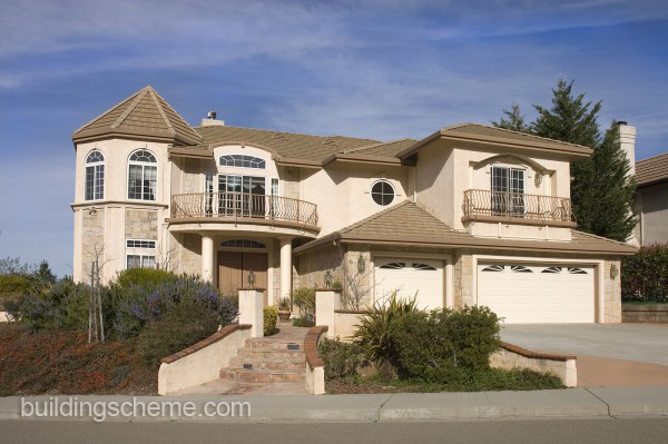 : Classic House Design With Cream Color And Unique Shape