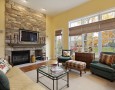 How to Set Up and Arrange A Living Room: arrange family room consits of sofa couches sets a fireplace and lcd tv with rattan curtain styles