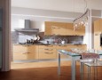 Kitchen Design for Small Home with Modern and Minimalist Style: Modern little kitchen decorating with classy crystal hanging lamp and modern cooker hood