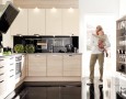 Kitchen Design for Small Home with Modern and Minimalist Style: remodel small kitchen with large tv attached and minimalist kitchen shelf