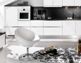 Kitchen Design for Small Home with Modern and Minimalist Style: solution for small kitchen design combined with living room and dining room area