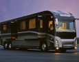 Mobile home with modern and contemporary interior designs: luxury touring caravans at night