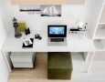 Modern and Amazing Table Design for Teenagers: white minimalist study table in modern bedroom
