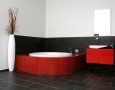 Modern Bathroom Ideas Photo Gallery with Luxury and Beautiful Style: bathroom-vanity-ideas-for-small-bathrooms-with-red-white-black-color