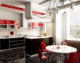 Modern Dining Room Design with Mango Wood Dining Chairs and Glass Top Designs: Round white dining table and shiny red chairs with modern style