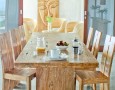 Modern Dining Room Design with Mango Wood Dining Chairs and Glass Top Designs: mango wood dining chairs and tables with artistic sculpture