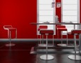 Modern Dining Room Design with Mango Wood Dining Chairs and Glass Top Designs: single pool dining chair with iron base and red seat cover