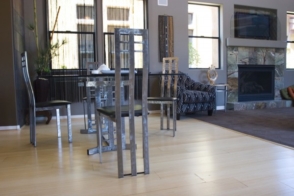 : Square Glass Top Dining Table Base Made Of Modern Minimalist Metal Style