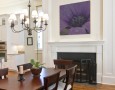 Modern Dining Room Design with Mango Wood Dining Chairs and Glass Top Designs: white dining room chair seat covers with simple chandeliers and plant decoration idea