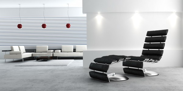 Minimalist-relaxing-chair-with-black-soft-and-metal-material-and-good-spotlight-idea