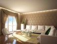 Modern Minimalist Interior Designs For Living Rooms: elegant brown wall murals for living room with nice nurtain idea