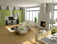 Modern Minimalist Interior Designs For Living Rooms: white sofas for small green living rooms with modern electric fireplace design