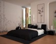 Natural bedroom with fresh and relaxing atmosphere: Natural bedroom with panda and bamboo wallpaper