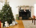 Sparkling Christmas home with the cheerful decoration tips: Elegant Christmas home design with Christmas tree and fire place