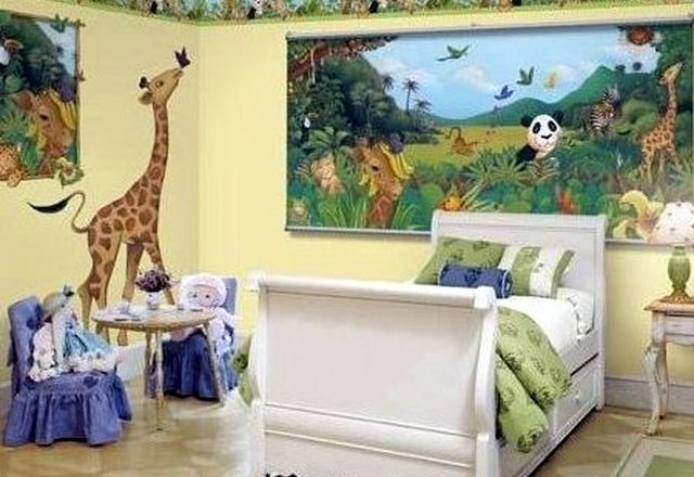 Animals wall painting child's bedroom decoration
